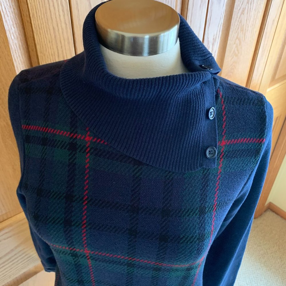 TALBOTS - Plaid Split Cowlneck Sweater - New with Tag